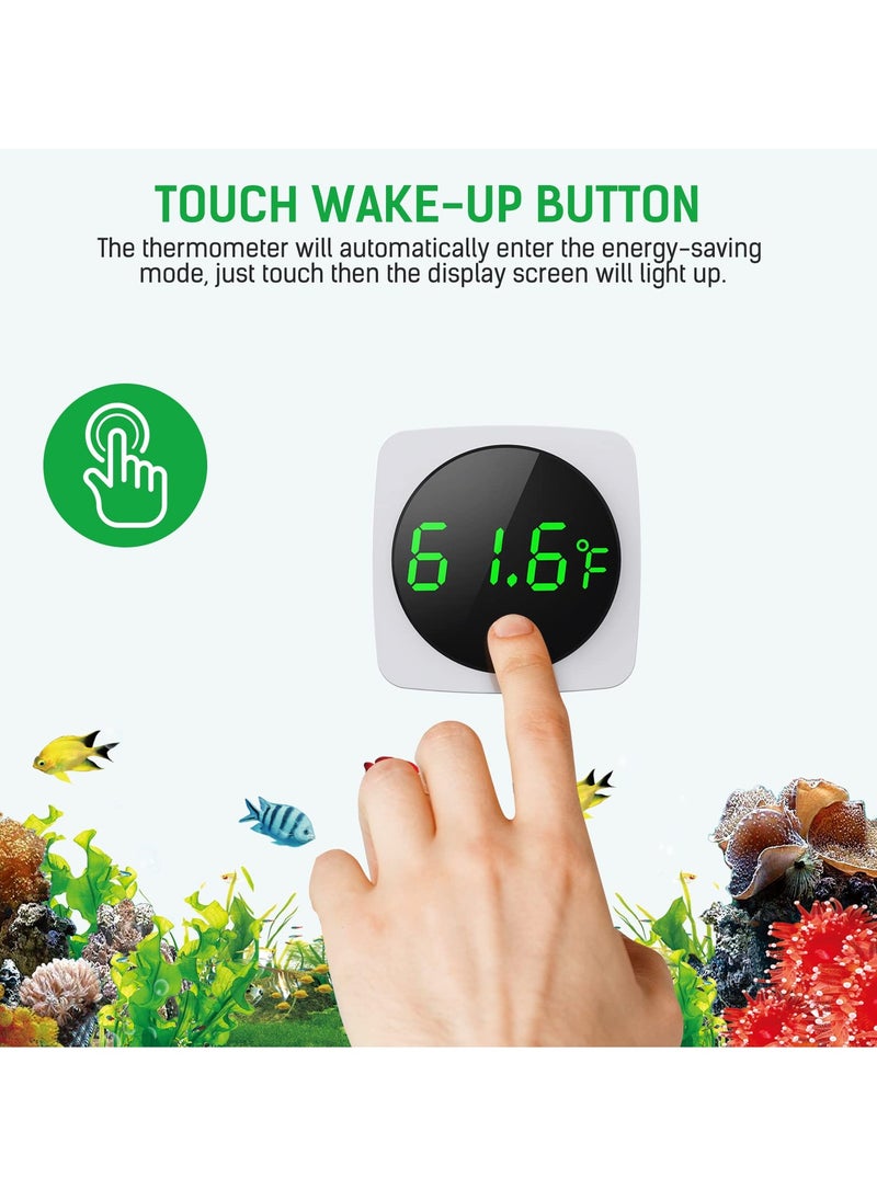 SYOSI SYOSI Digital Aquarium Thermometer, LED Display Thermometer for Aquarium Fish Tank Accurate Temperature Sensor High Accurate to ±0.9°F Fish Tank Thermometer with LED Touch Screen  - Image 4