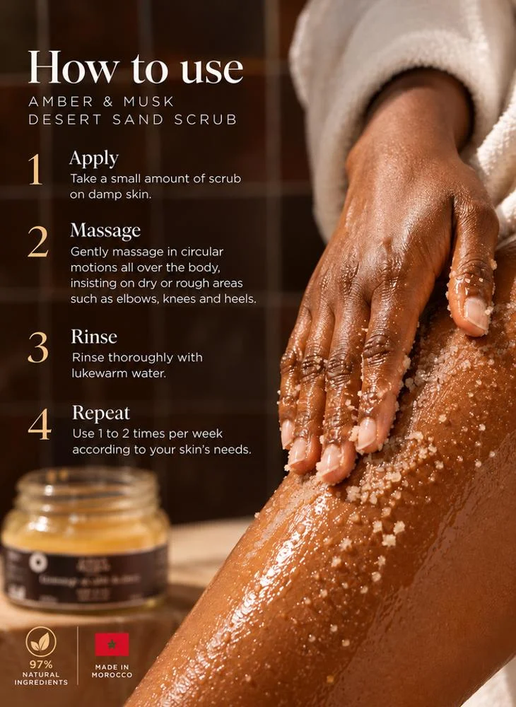 Les Sens De Marrakech  Desert Sand Body Scrub Amber & Musk 200 ml  | Best Price UAE