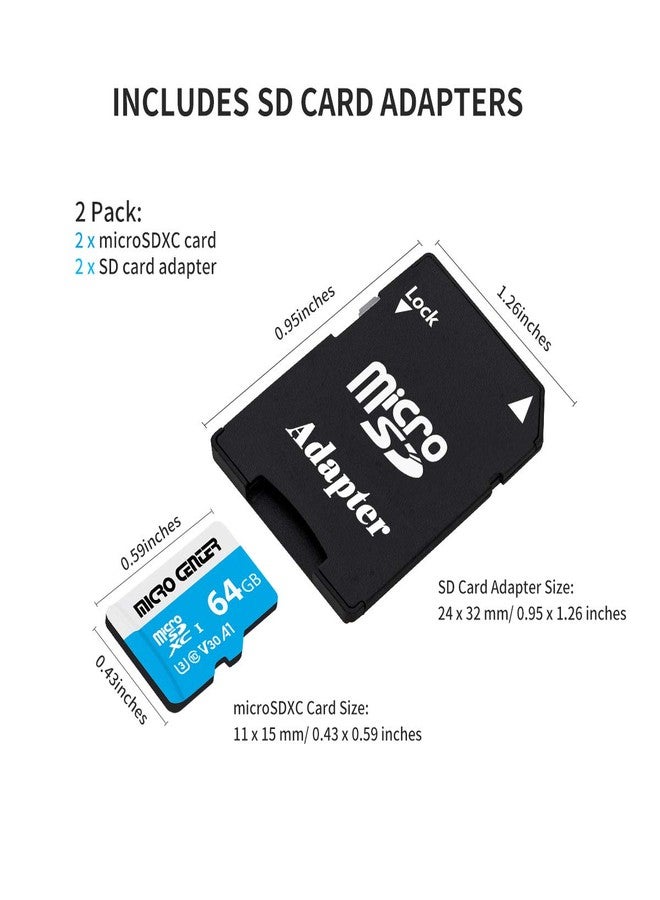 INLAND Micro Center 64GB microSDXC Card 2 Pack, Nintendo-Switch Compatible Micro SD Card, UHS-I C10 U3 V30 4K UHD Video A1 R/W Speed up to 95/30 MB/s Flash Memory Card with Adapter (64GB x 2) - Image 2