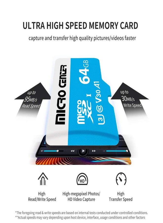 INLAND Micro Center 64GB microSDXC Card 2 Pack, Nintendo-Switch Compatible Micro SD Card, UHS-I C10 U3 V30 4K UHD Video A1 R/W Speed up to 95/30 MB/s Flash Memory Card with Adapter (64GB x 2) - Image 3