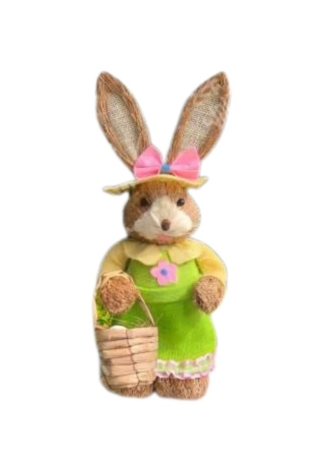 35cm Handmade Straw Rabbit Straw Bunny for Easter Day Artificial Animal Home Furnishing Shop Decoration, Bunny 8 - Image 1