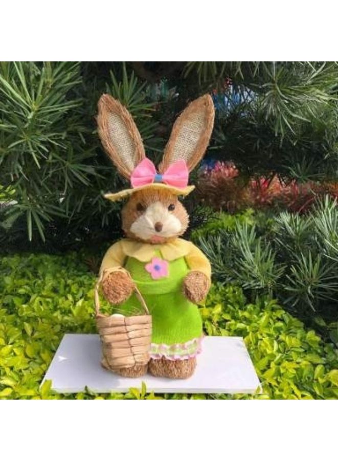 35cm Handmade Straw Rabbit Straw Bunny for Easter Day Artificial Animal Home Furnishing Shop Decoration, Bunny 8 - Image 2