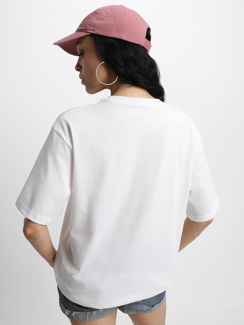 JUNEBERRY® Pure Cotton Oversized Baggy Fit Drop Shoulder Plain Solid White T-Shirt for Women (OS_J_White_S) - Image 5