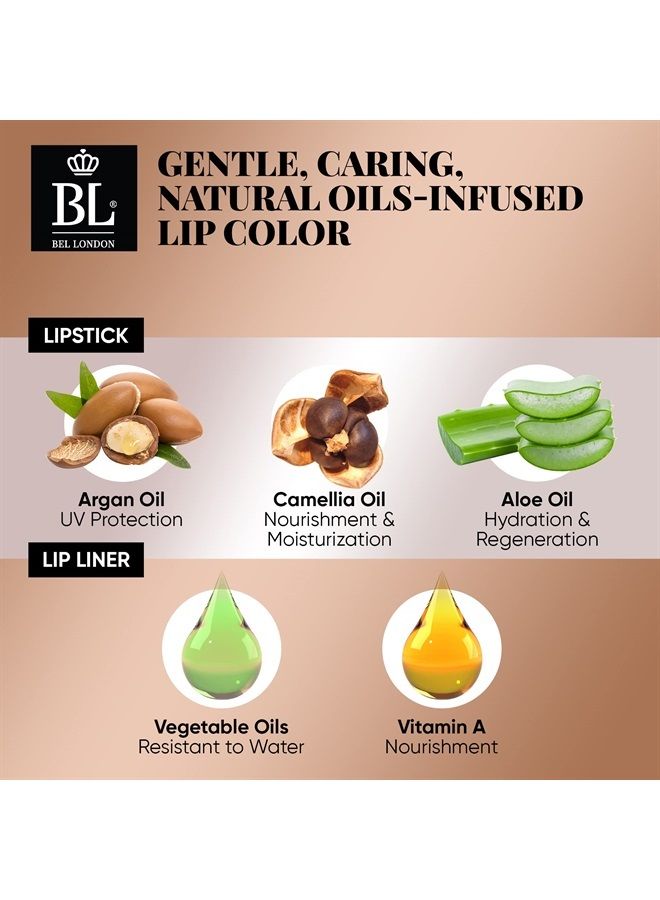 BL Color Matched Lip Liner & Lipstick Set (Coral) - Full-Coverage Argan Long Lasting Lipstick and Lip Liner Set With Natural Oils for Nourishment, Hydration, & Protection - Chemical-Free - Image 3