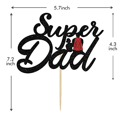 Festiko® Super Dad Cake Topper, Best Dad Ever, Happy Birthday Dad, Happy Father's Day Party Decorations Black Glitter - Image 3