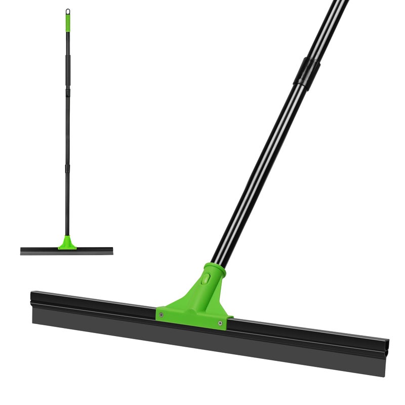 DALIPER Rubber Floor Squeegee with 24â€ Heavy Duty Silicone Rubber Scraper Head and 60â€ Long Adjustable Handle, Shower Squeegees for Concrete Floor, on Multi-Surface Tile Glass Pool Garage Cleaning - Image 1
