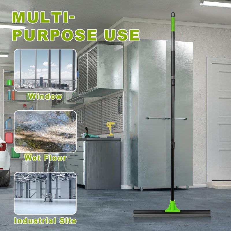 DALIPER Rubber Floor Squeegee with 24â€ Heavy Duty Silicone Rubber Scraper Head and 60â€ Long Adjustable Handle, Shower Squeegees for Concrete Floor, on Multi-Surface Tile Glass Pool Garage Cleaning - Image 3
