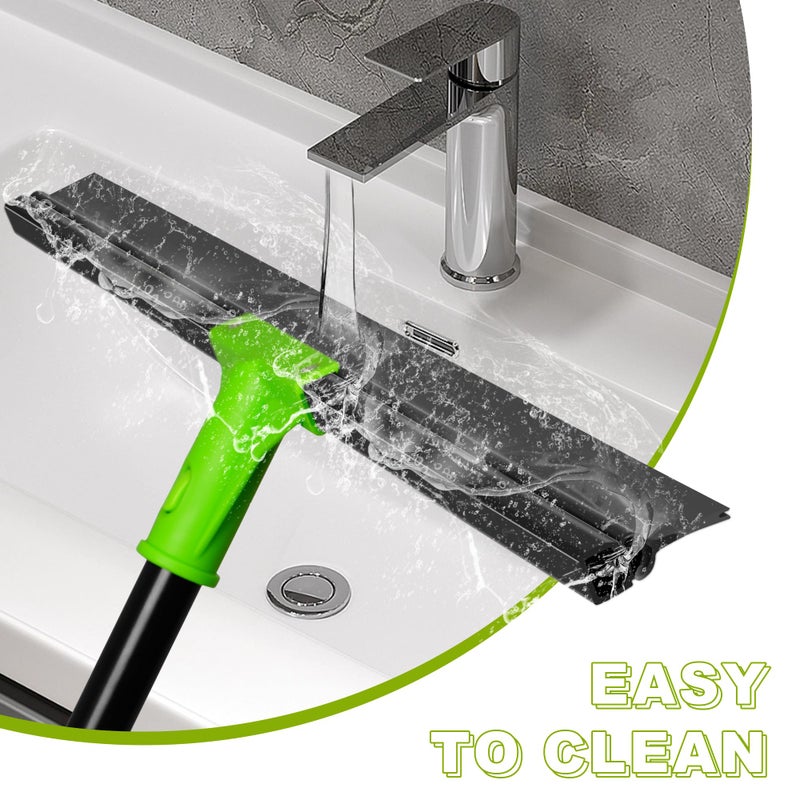 DALIPER Rubber Floor Squeegee with 24â€ Heavy Duty Silicone Rubber Scraper Head and 60â€ Long Adjustable Handle, Shower Squeegees for Concrete Floor, on Multi-Surface Tile Glass Pool Garage Cleaning - Image 5