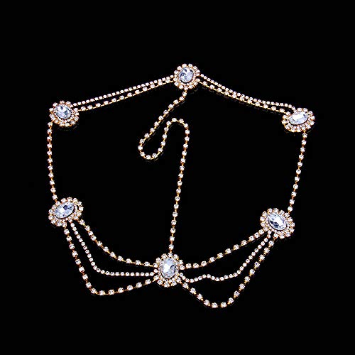 Missgrace Women Dainty Bohemian Rhinestones Head Chain Hair Accessories for Bridal - Image 4