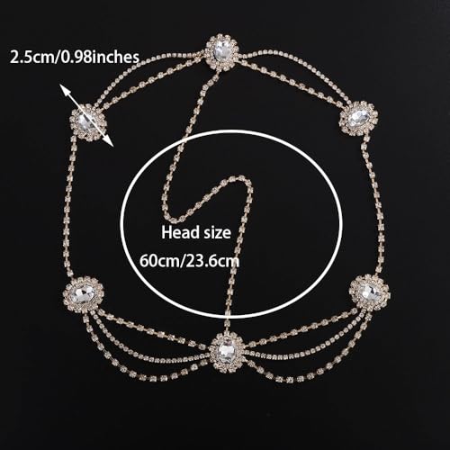 Missgrace Women Dainty Bohemian Rhinestones Head Chain Hair Accessories for Bridal - Image 5