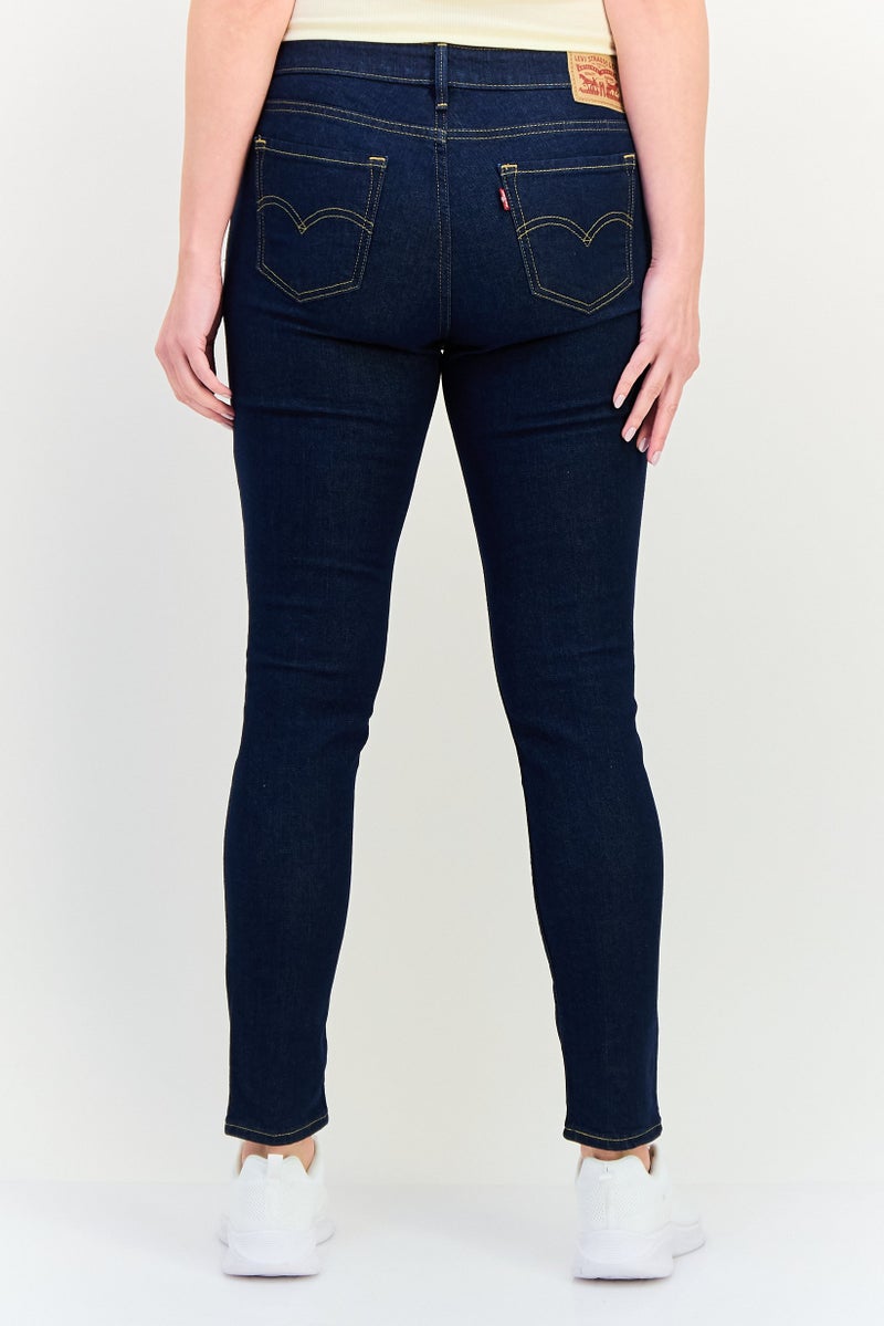 Levi's Women Skinny Fit Plain Stretchable 711 Jeans, Dark Blue - Image 3