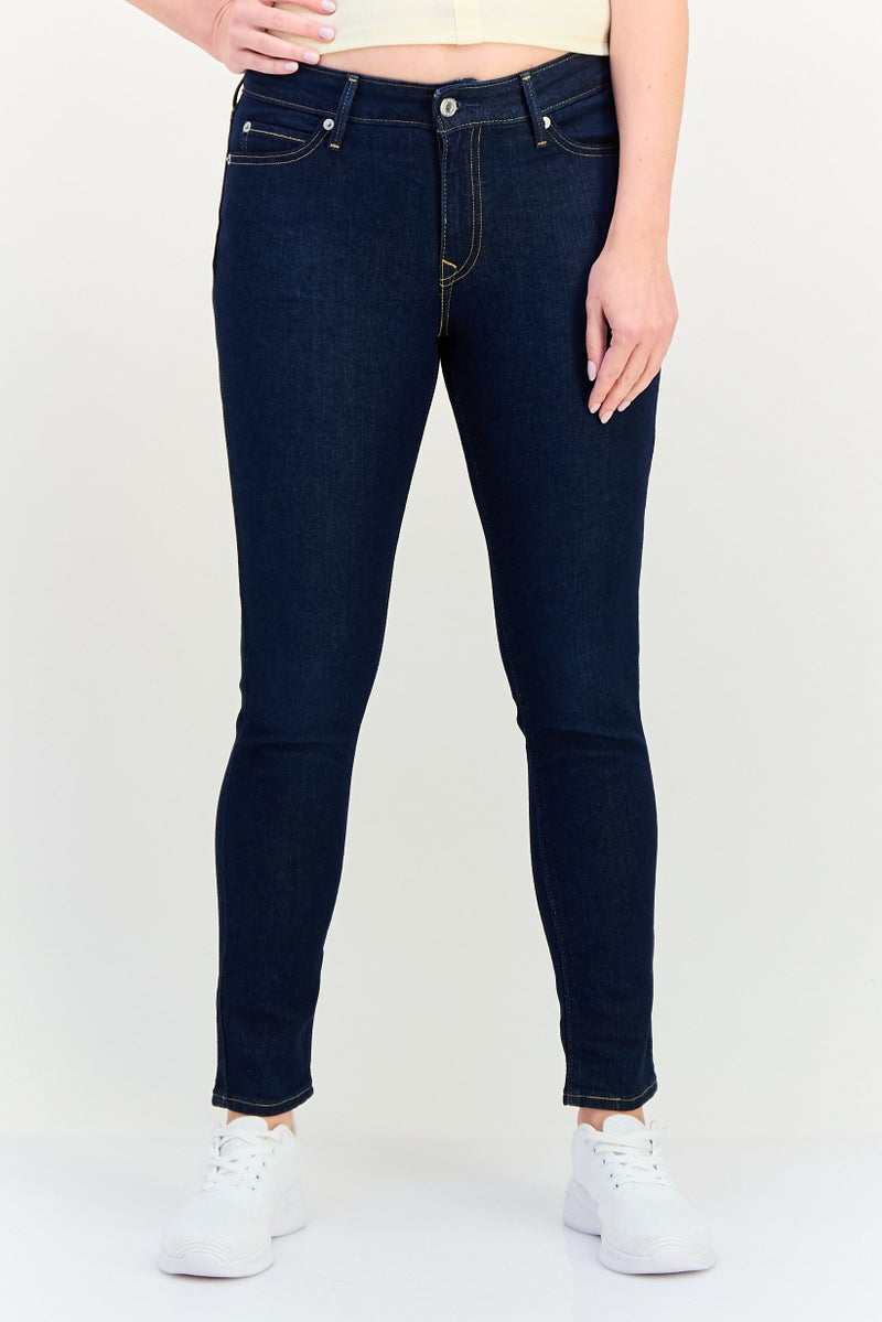 Levi's Women Skinny Fit Plain Stretchable 711 Jeans, Dark Blue - Image 1