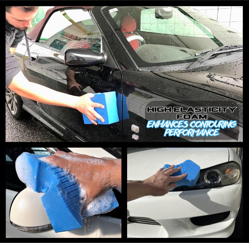 Sudz Budz إسفنجة غسيل السيارات الفاخرة Sudz Budz® 2 قطعة بحجم عملاق/إرغونومي | إسفنجة مضادة للخدش لغسيل الصابون بدون شطف | رغوة ناعمة، خالية من الخدوش، متينة. إسفنجات مقطوعة للتنظيف والتفاصيل. - Image 4