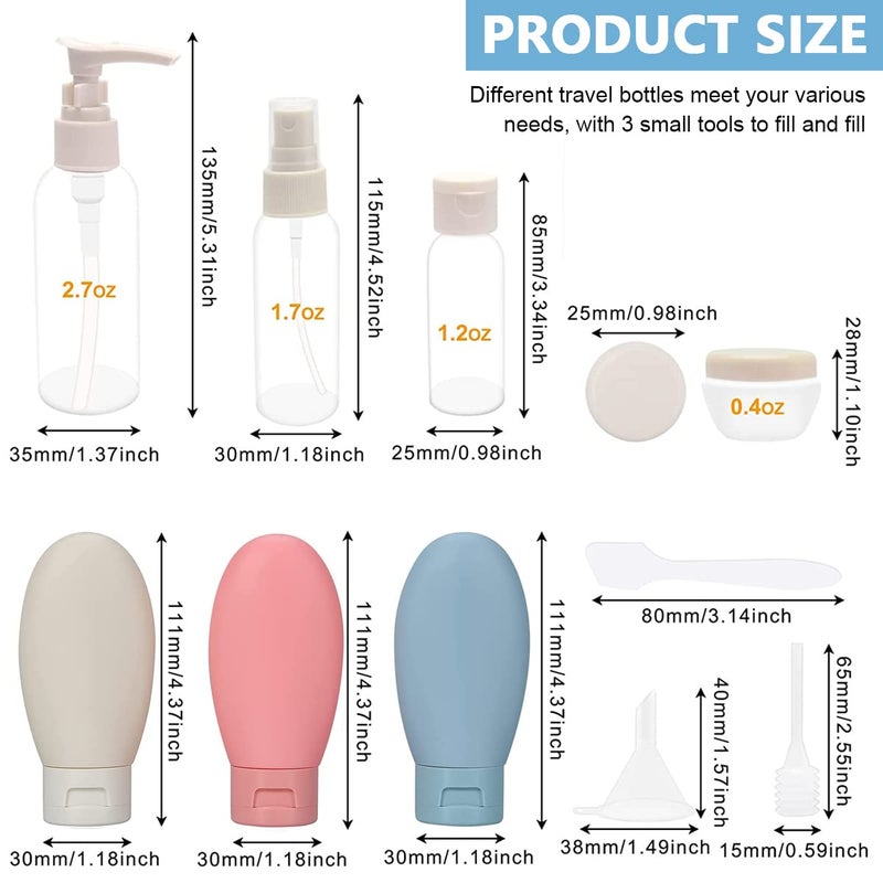 M'AYCREATE MAYCREATE® 11pcs Travel Bottles for Toiletries, Refillable Travel Bottle for Travel Toiletry Bottles Empty Travel Containers Cream Jars Spray Bottle Kit for Lotion, Shower Gel, Shampoo - Image 2