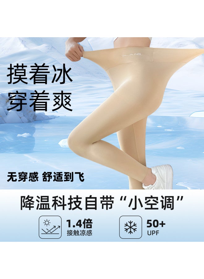 PLANDOO Ultra-Thin Shark Leggings For Women, Summer Yoga High-Waist Tummy Control Lifting Outerwear Milk-Skin Base Layer Riding Barbie Pants - Image 4