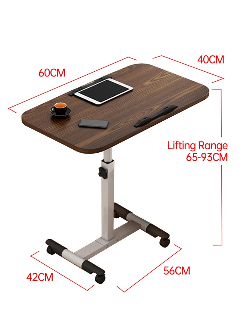 XiuWoo - Wood 360° Swivel Height Adjustable Foldable Moveable Side End Table, Mobile Computer Workstation Laptop Desk and Coffee Table with Wheels and Two Baffle - Image 1