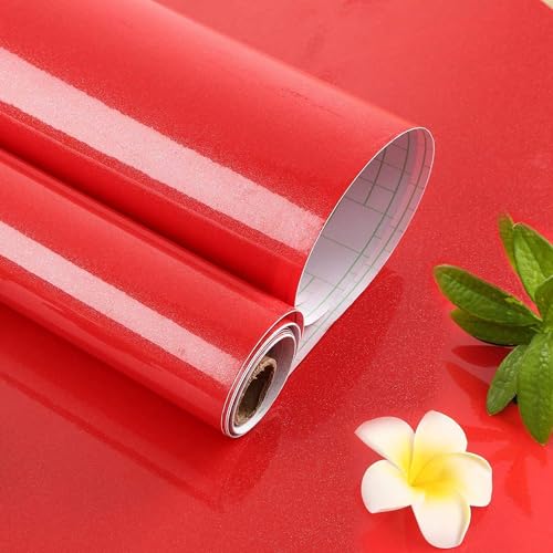 LIVECOOL High Gloss Red Car Body Wrap Vinyl Decals Air Release Film Wrap for Cars Motorcycle DIY Free Tool Air Release Decal Sheet (12 X 48 Inch, Red Wrap) - Image 1