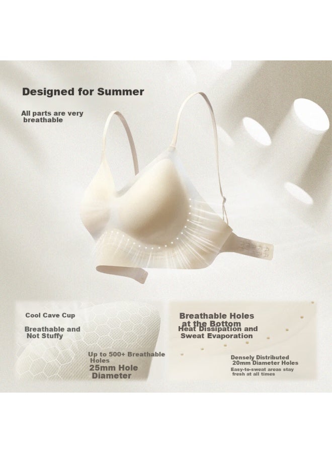 Luckmeey Women's U-shaped Backless Push-up Bra Without Steel Ring, Milk White, Size M - Image 2