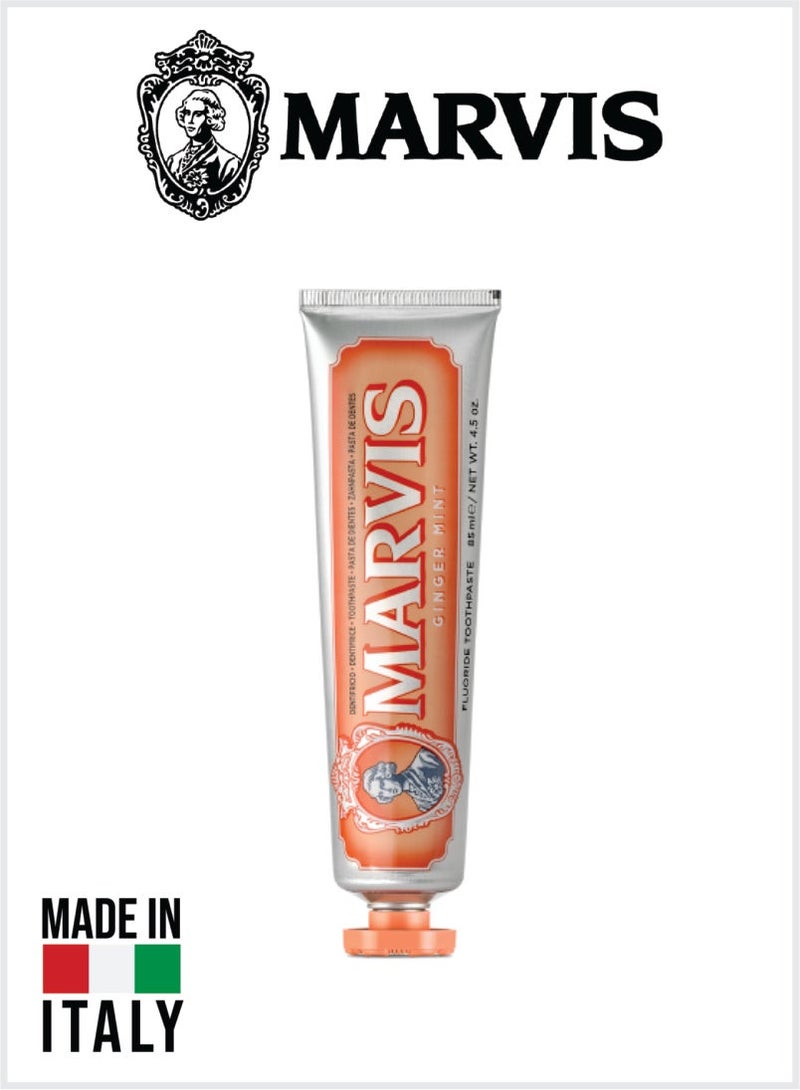 Marvis Ginger Mint Toothpaste, Intense Fresh Breath, Plaque & Cavity Protection 85ML