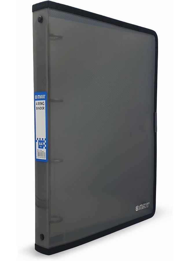 Maxi A4 4 Ring Binder - Translucent Black, Waterproof and Dust-Proof - Image 1