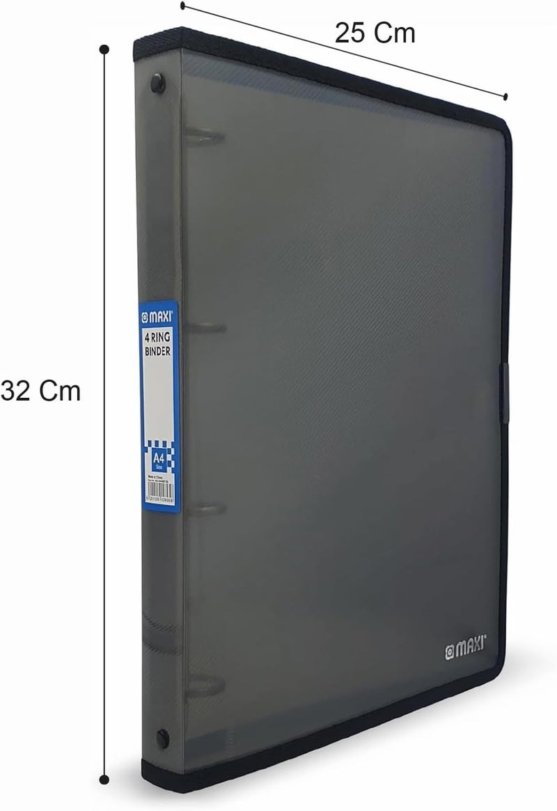 Maxi A4 4 Ring Binder - Translucent Black, Waterproof and Dust-Proof - Image 2