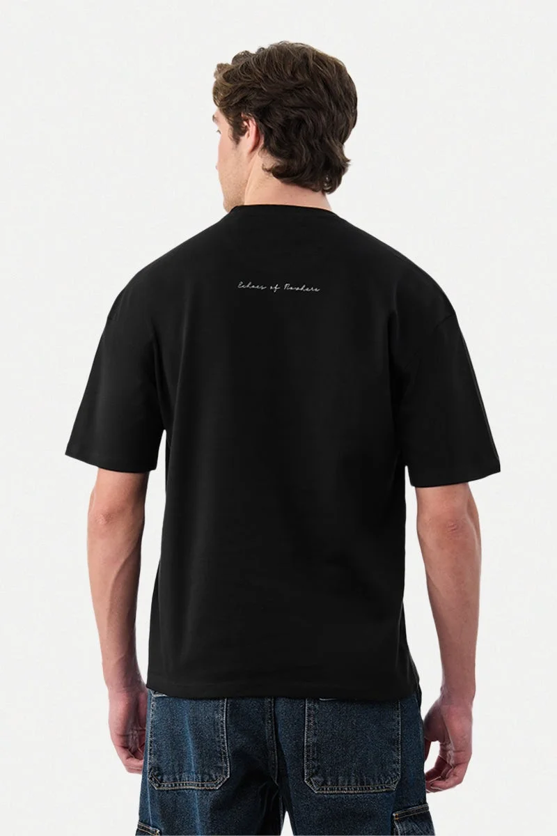 Snitch Black Black Graphic Half Sleeve Oversized Streetwear T-Shirt for Men | Best Price UAE