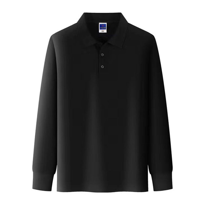 200g Eco Cotton Long Sleeve Polo Shirt for Men Black