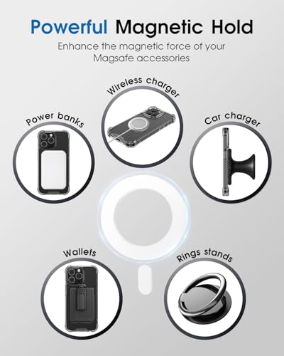 KALAPOP for Magsafe Magnet Sticker,2Pack,Magnetic Adapter Ring for Phone Cases,Mag Safe Accessories,Compatible with iPhone 17/Air/16/15/14/13,Galaxy S24/S23/Ipad/Kindle/Popsocket(White 2PCS) - Image 5
