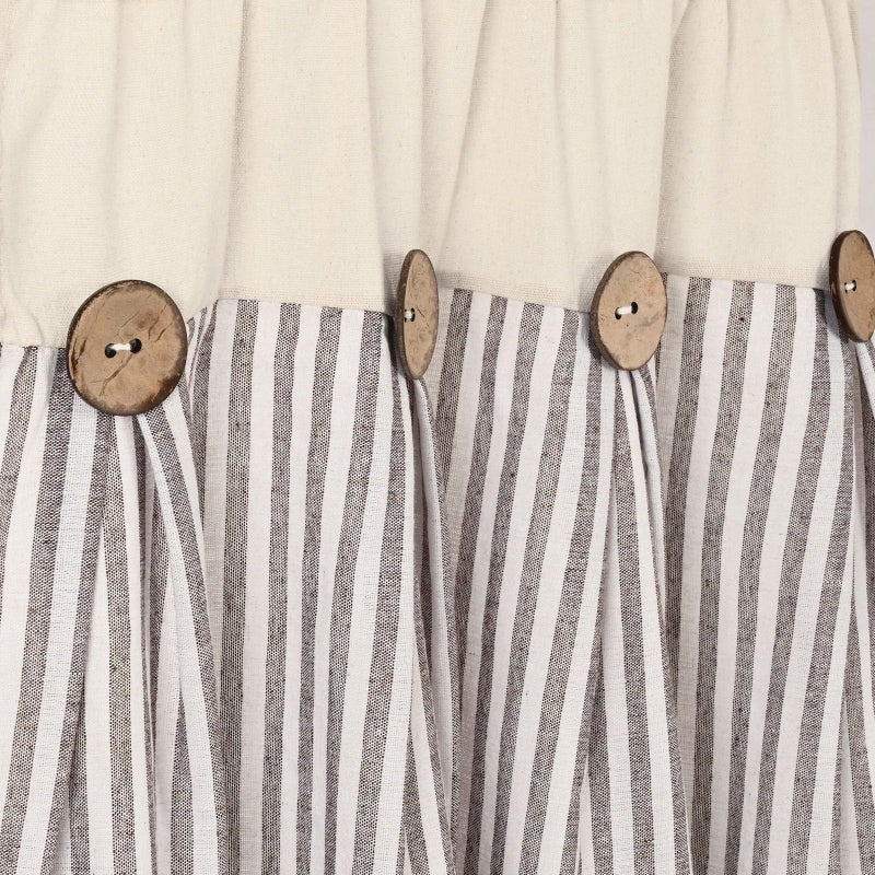 BLEUM CADE Cotton Linen Farmhouse Kitchen Valance Curtains Boho Rustic Button Valances Natural and Brown Stripe Color Block Window Valances Rod Pocket Small Window Curtain for Cafe Bathroom Bedroom Drapes - Image 3