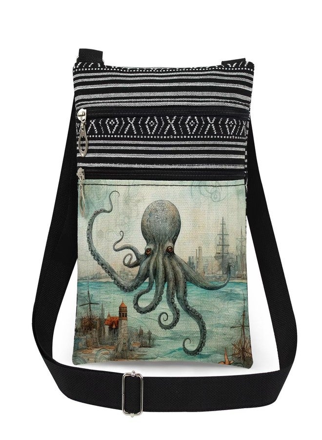 XiaoGalaee Octopus Print Women Adjustable Shoulder Strap Messenger Bag Men Ocean Creature Crossbody Bag Beach Travel Unique Gift for Sister Birthday Holiday Present - Image 1
