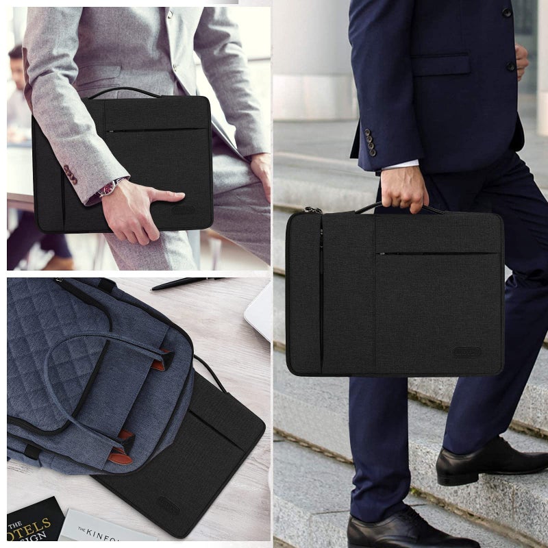 Lubardy Laptop Sleeve Case 13.3-14 Inch Waterproof Durable Business Computer Carrying Bag Compatible with MacBook Air/Pro HP/ThinkPad Notebook Protective Tablet Handle Laptop Bag Black - Image 5