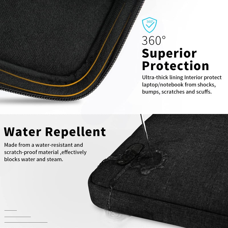Lubardy Laptop Sleeve Case 13.3-14 Inch Waterproof Durable Business Computer Carrying Bag Compatible with MacBook Air/Pro HP/ThinkPad Notebook Protective Tablet Handle Laptop Bag Black - Image 2
