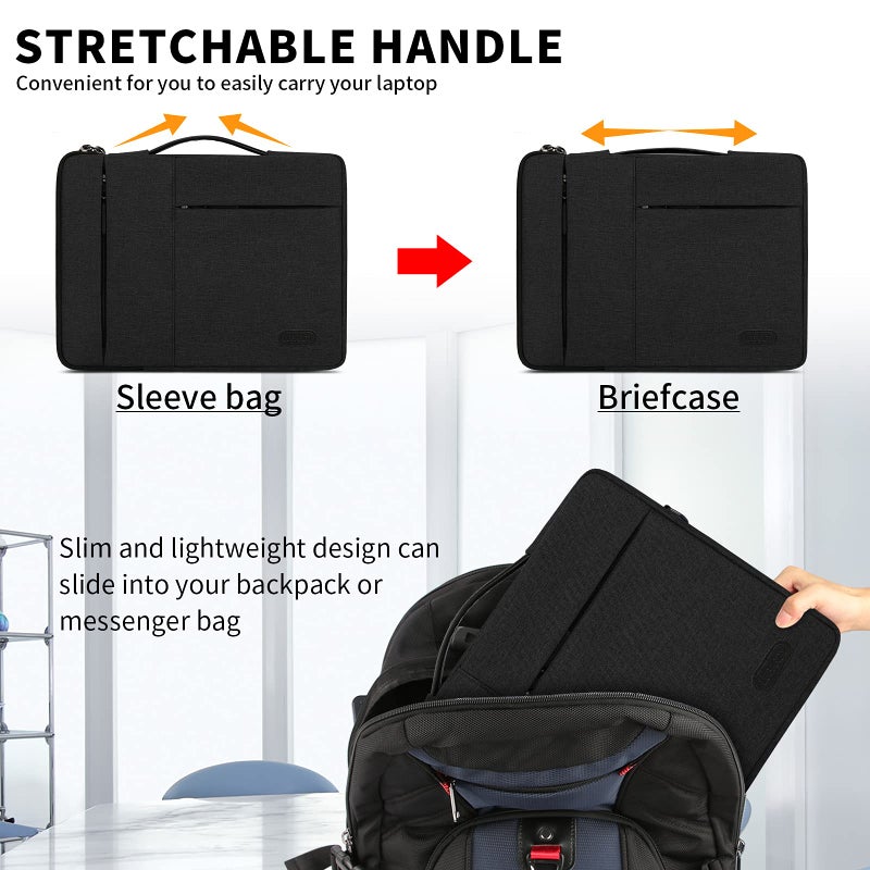 Lubardy Laptop Sleeve Case 13.3-14 Inch Waterproof Durable Business Computer Carrying Bag Compatible with MacBook Air/Pro HP/ThinkPad Notebook Protective Tablet Handle Laptop Bag Black - Image 4
