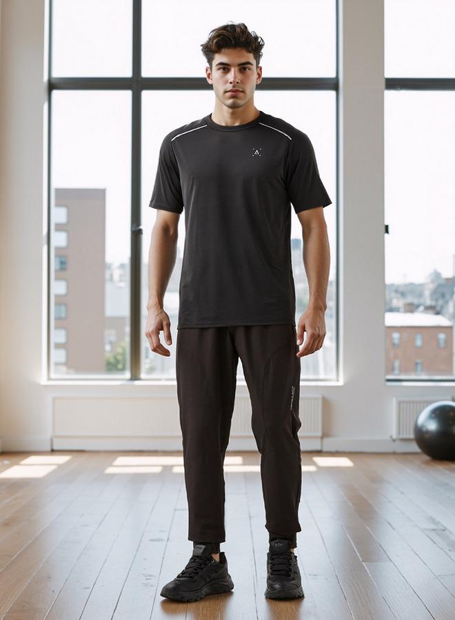 Active Regular Fit Track Pants with Elasticated Waistband - Image 2