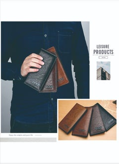 Jeep Long Men's Wallet Multi-Card Clutch Wallet Retro Business Texture Wallet Card Holder Coin Purse Suitable For Husband Father Son Boyfriend Dark Coffee Color  - Image 4
