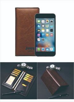 Jeep Long Men's Wallet Multi-Card Clutch Wallet Retro Business Texture Wallet Card Holder Coin Purse Suitable For Husband Father Son Boyfriend Dark Coffee Color  - Image 3
