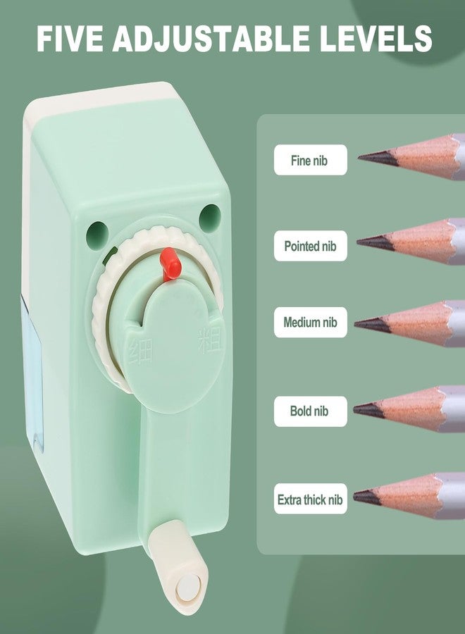 M&G Manual Pencil Sharpener, Hand Crank Pencils Sharpener Five-Position Pen Tip Adjustable Pencils Sharpener Office Supplies for Classroom Office, Green - Image 4