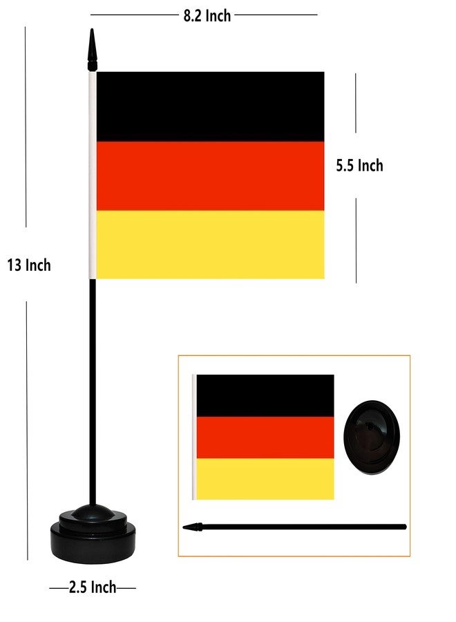 BCLin Germany Desk Flag Set, 2 Pack German Table Office Flags, Small Mini Desktop Flag With 12" Solid Black Pole, Black Base, Miniature Desktop Flag - Image 2