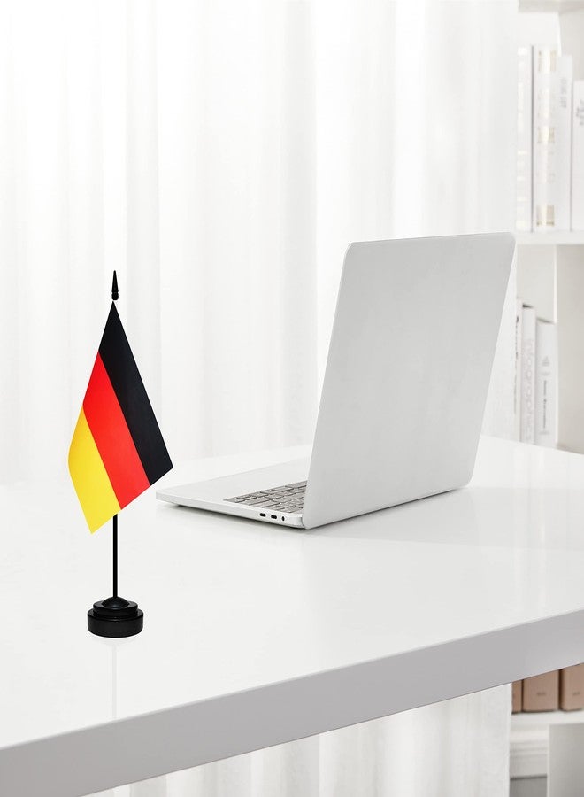 BCLin Germany Desk Flag Set, 2 Pack German Table Office Flags, Small Mini Desktop Flag With 12" Solid Black Pole, Black Base, Miniature Desktop Flag - Image 5
