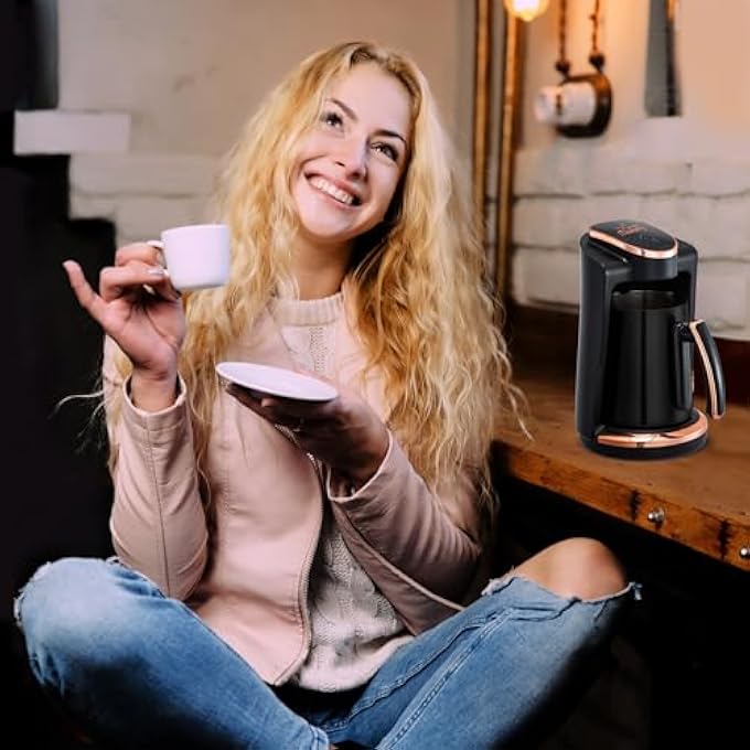 Any Morning Turkish Coffee Maker With Stainless Steel Double Spout Pot Greek Coffee Machine With Brewing Detection Sensor Auto Shut Off And Boil Dry Protection 4 Cups 400 W - Image 3