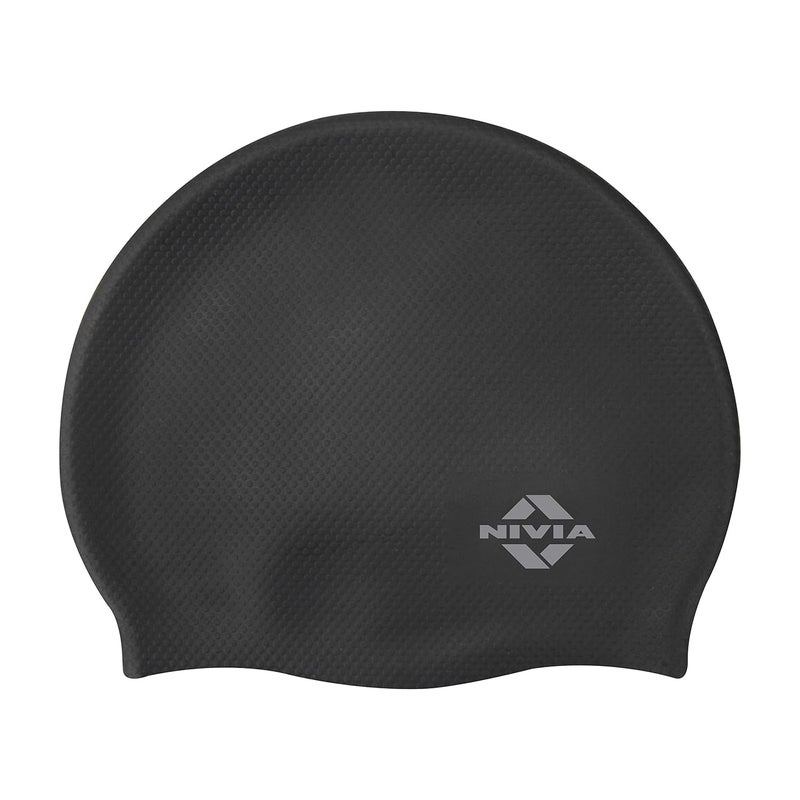 Nivia Pro Silicone Swimming Cap - Black - Image 1
