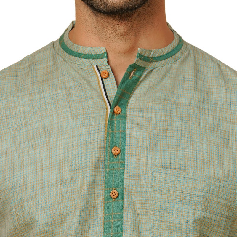 ARCHATTIRE Men’s Green Cotton Full Sleeve Kurta for Men - Image 3