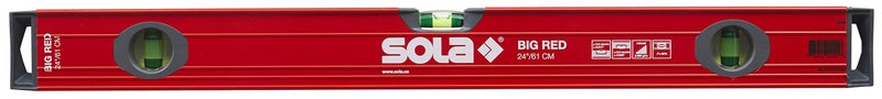 SOLA مستوى علبة شعاع الألمنيوم الكبير الأحمر SOLA LSB24 مع 3 سوائل مكبرة بنسبة 60%، 24 بوصة - Image 2