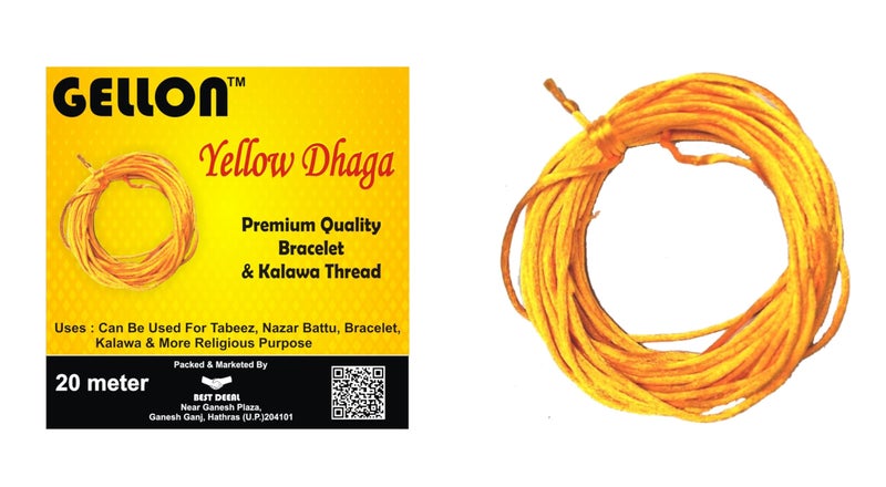 Gellon Yellow Kalawa, Moli, Mauli, Kalava, Sacred Thread Shudh Dhaga Yellow Color Malai Dori, Raksha Sutra for Kids Men, Women, Dora for Nazar Battu Bracelet Pack of (20 Meter) - Image 5