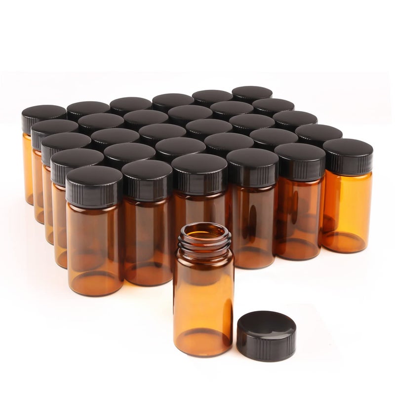 Cositina 20ml Amber Glass Sample Vials with Screw CapEmpty Refillable Travel Glass Liquid Sampling Lab Storage Vials for Essential OilsPerfumes Lab ChemicalsPack of 30