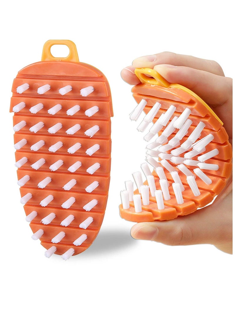 4 Pcs Vegetable Brush, Bendable Fruit Veggie Scrubber, Silicone Cleaning Brush for Corn Potato and Carrots, Non Slip Grip for Kitchen - Image 3