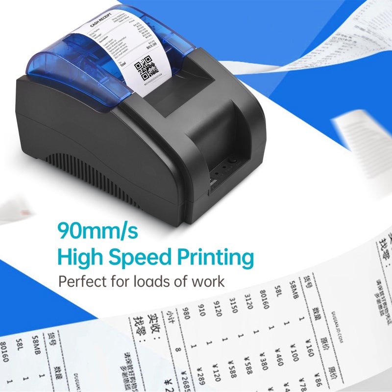 Thermal Receipt Printer: 58mm*50mm Paper Size 48mm Print Width 90mm/s High-Speed Printing - Dual BT USB Connectivity POS Printer for Retail Restaurants Supermarkets Business On-The-Go Use - Image 4