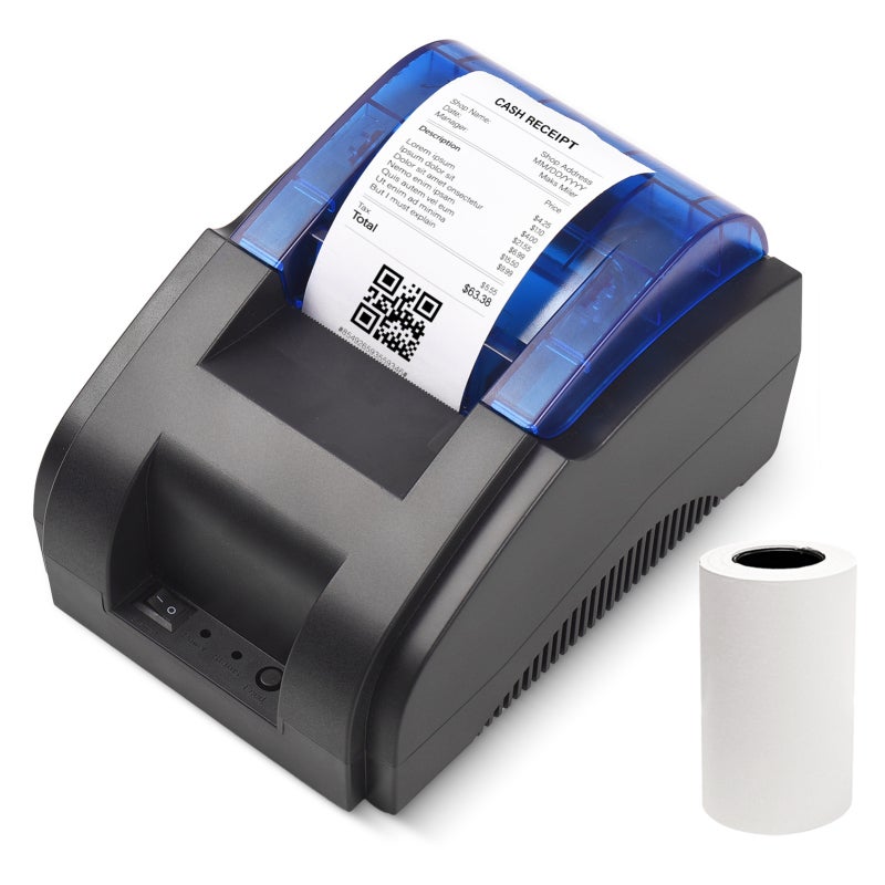 Thermal Receipt Printer: 58mm*50mm Paper Size 48mm Print Width 90mm/s High-Speed Printing - Dual BT USB Connectivity POS Printer for Retail Restaurants Supermarkets Business On-The-Go Use - Image 1