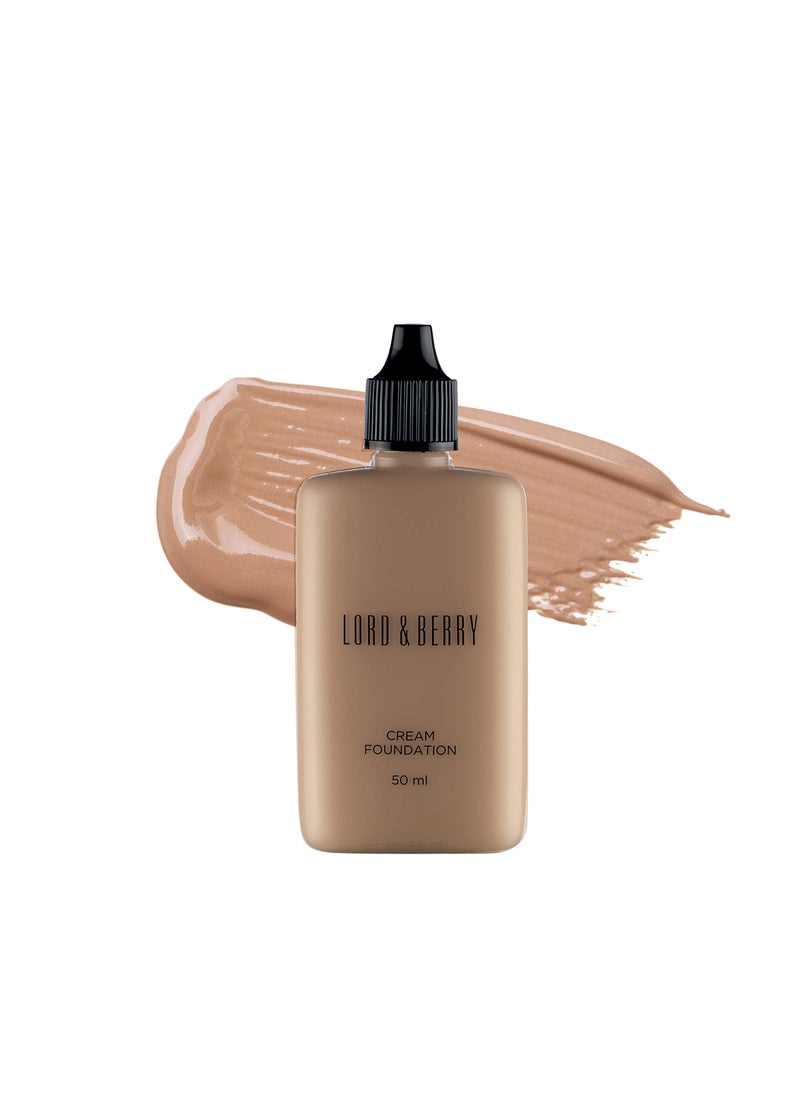 LORD & BERRY Lord & Berry CREAM FOUNDATION Makeup Long Lasting Full Coverage Lightweight Liquid Foundation Contains Antioxidants, Moisturizers, UVA-UVB Filters & Anti-Pollution Extracts, Ivory, 1.69 Fl oz 
