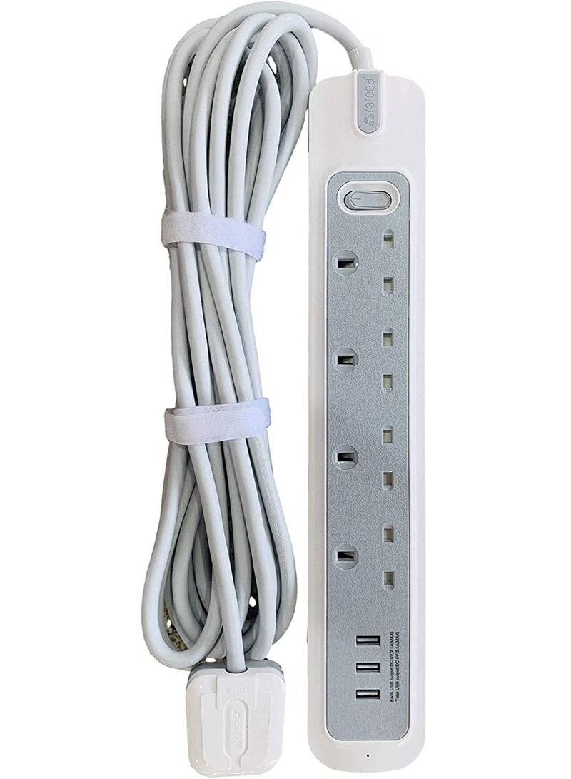 Rafeed 5M Power Extension With Master Switch 4 Sockets 3250W 3 USB Charging Ports (RFE-30010) - Image 1